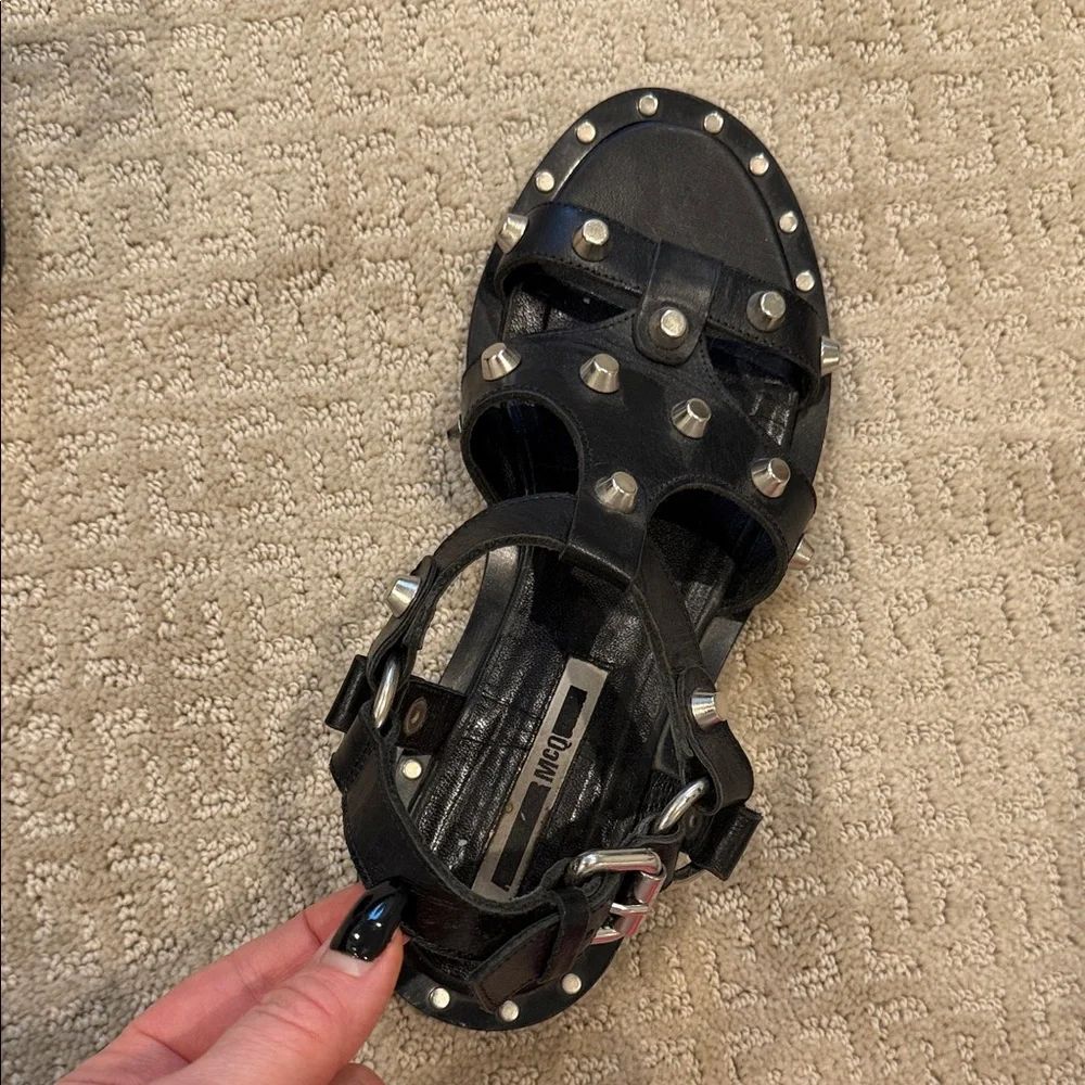 McQ by Alexander McQueen Black Sandals with Metallic Studs - Picture 6 of 6